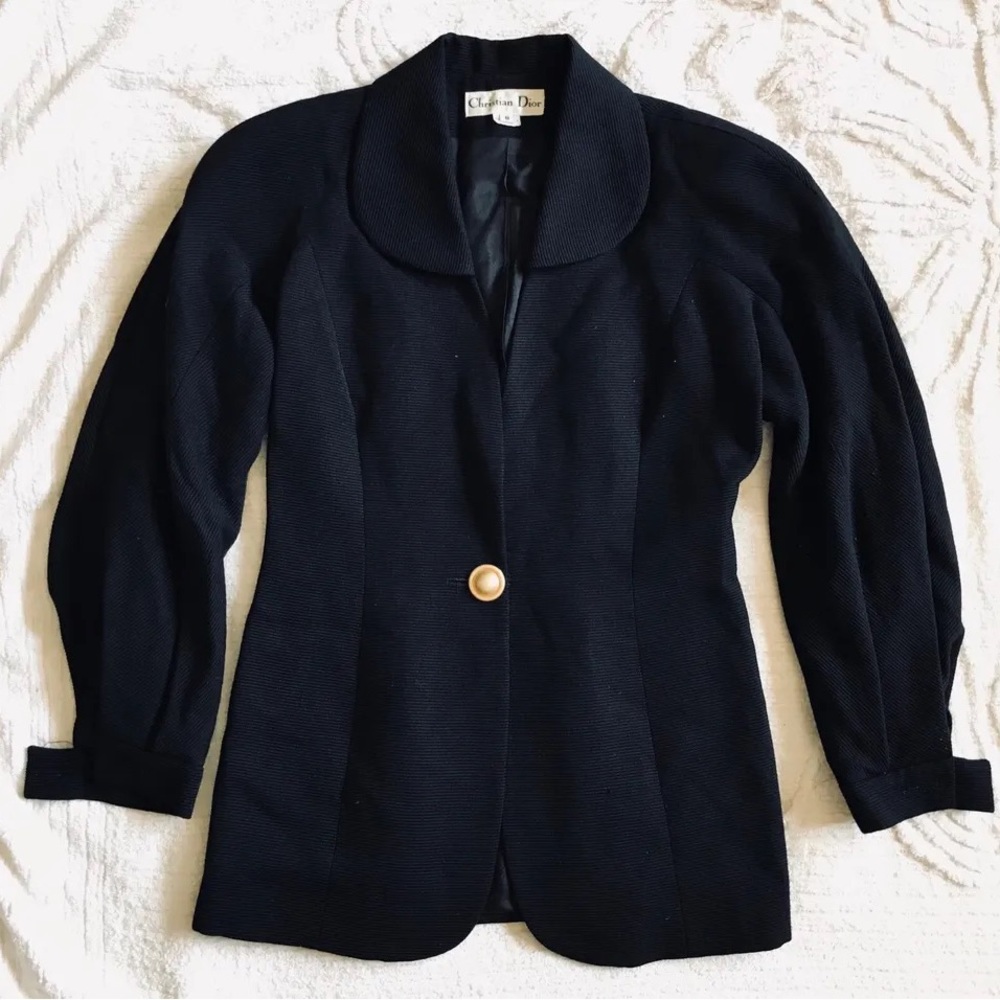 Dior black wool one button blazer vintage
